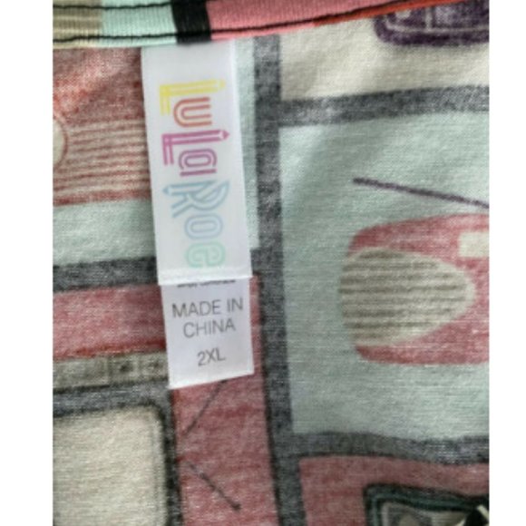 LuLaRoe  Christy Tee Blue Pink TV Radio Retro 50s - Picture 6 of 6